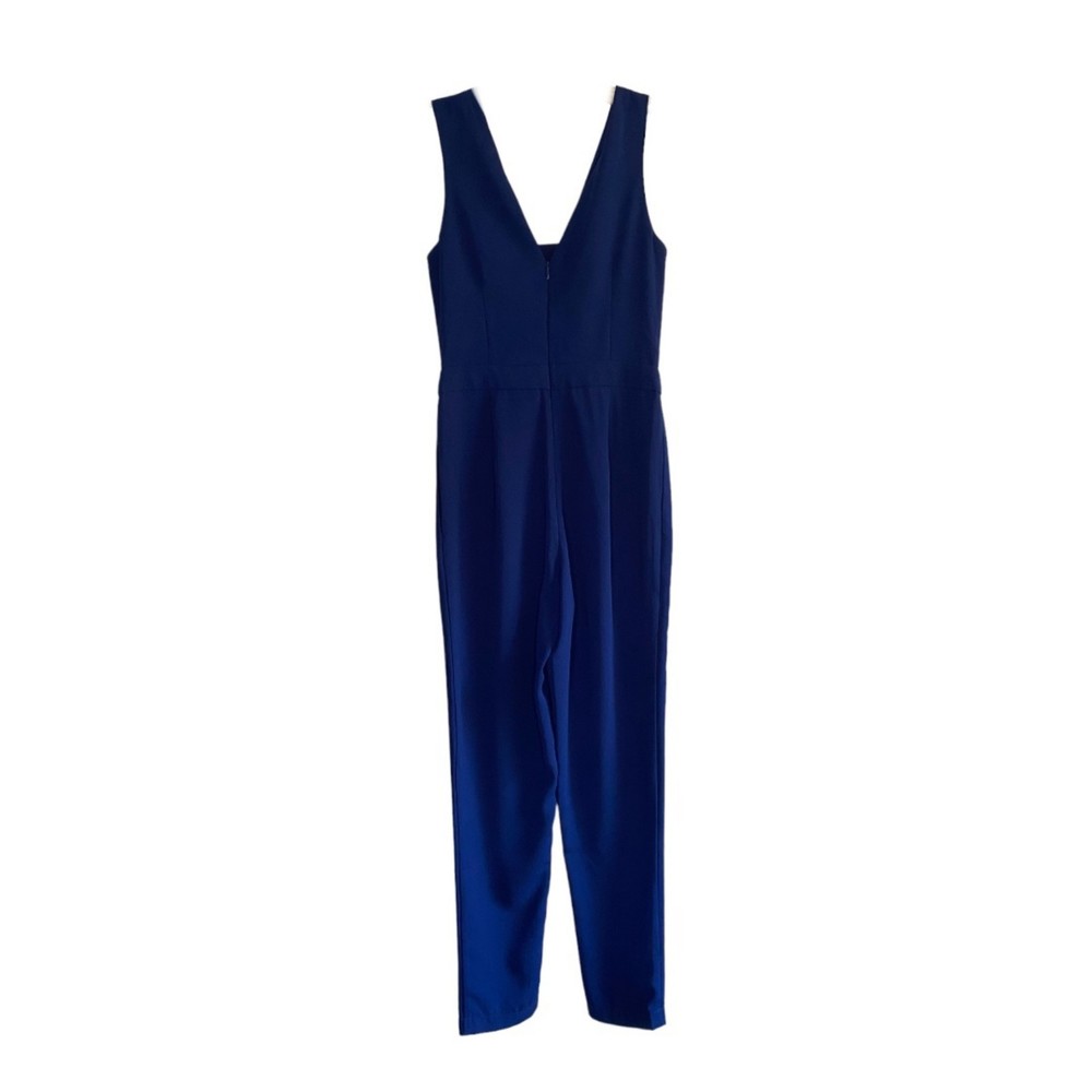 ADELYN RAE woman's size XS navy blue sleeveless spring classic pant jumpsuit